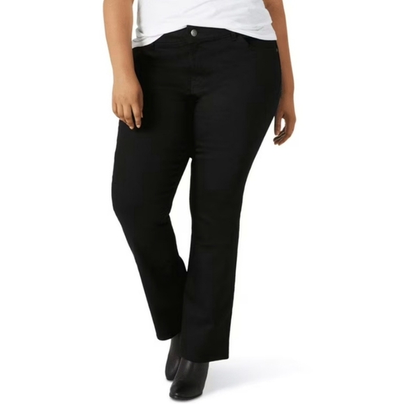 Lee - Mid Rise Bootcut Black Jeans Plus Size Petite - Picture 1 of 16